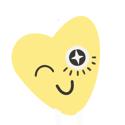 Cœur stylisé jaune stylisé avec un clin d’œil